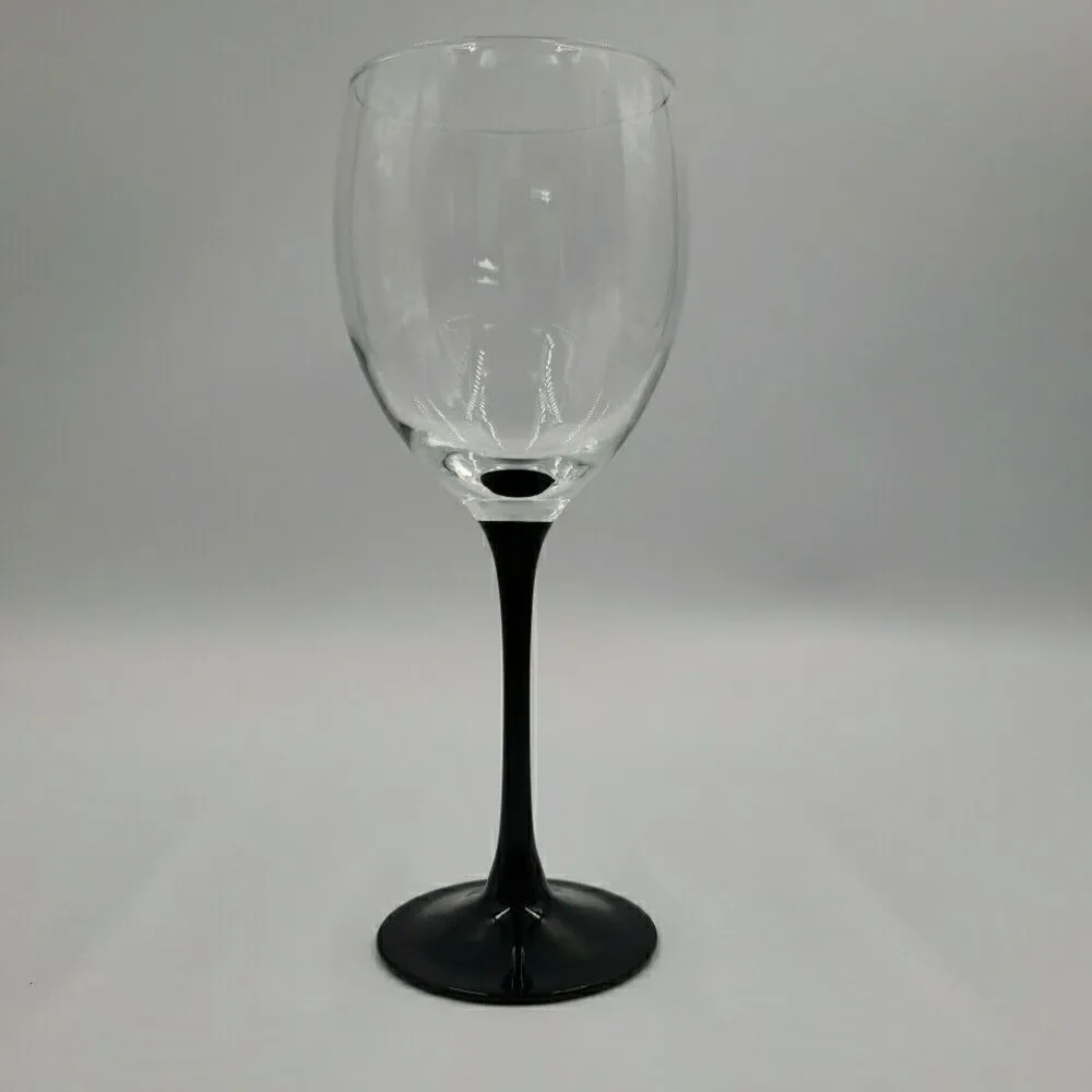 Vintage Black Stemmed Claret Wine Glass 1 Single Luminarc France Nocturne 12 Oz